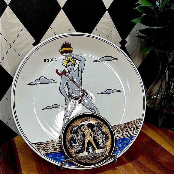 Greek Handmade Decorative Plates – Dakas Rhodes & Manousakis Colossus Set of 2 - Picture 11 of 15